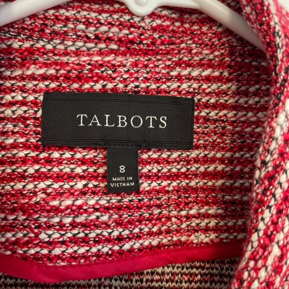 TALBOTS Berkeley Tweed Knit Jacket Red White Black Textured Notch Neck Blazer 8 - Picture 6 of 16